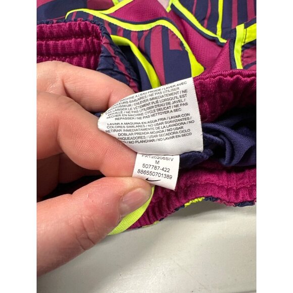 Nike Dri-Fit Active Neon Purple Yellow Running Short Drawstring Lined Sz M - Picture 11 of 13